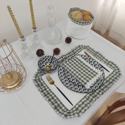 Mantel individual/Servilleta/Camino de mesa vichy verde