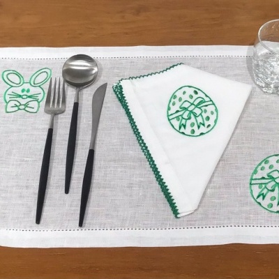 Mantel individual/Servilleta Verde Pascua Lino JOL/COL
