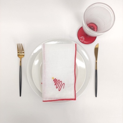 Servilleta Red Christmas Tree Rollo Lino JOL