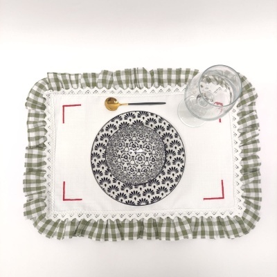 Mantel individual/Servilleta/Camino de Mesa Encanto Verde Lino COL