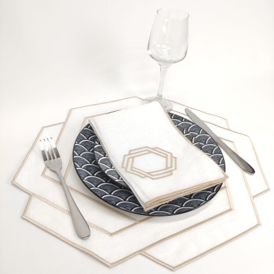 Mantel individual/Servilleta Hexagonal Double Lino JOL/COL