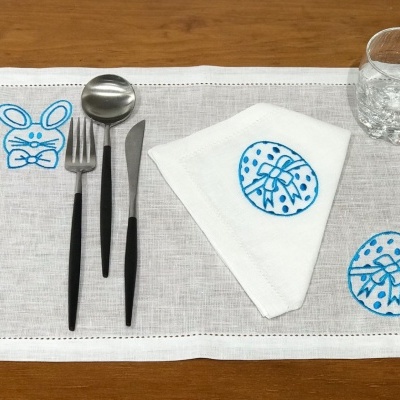 Mantel individual/Servilleta Azul Pascua Lino JOL/COL