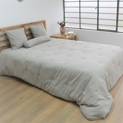 Edredón Decorativo Bolinhas Taupe