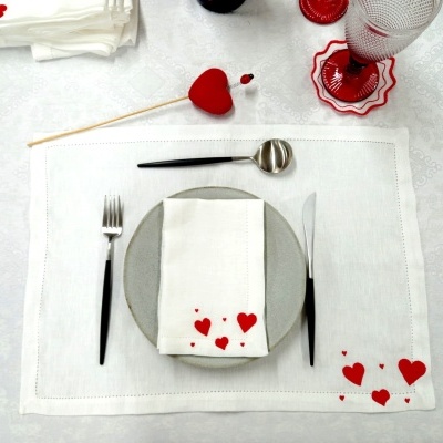 Servilleta/Mantel Individual Enamorados Lino JOL/COL