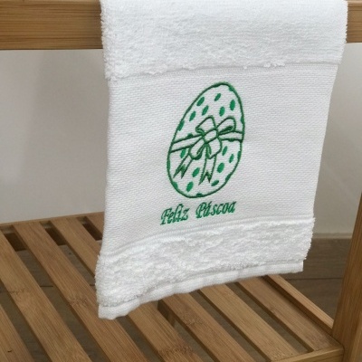 Paño de Cocina Rizo Blanco Huevos Feliz Pascua