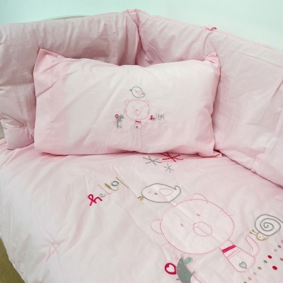 Conjunto Edredón Bordado Algodón Gato