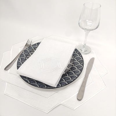 Mantel individual/Servilleta Hexagonal Double Lino JOL/COL