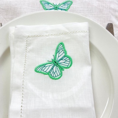 Servilleta/Mantel Individuales Mariposas Lino JOL/COL