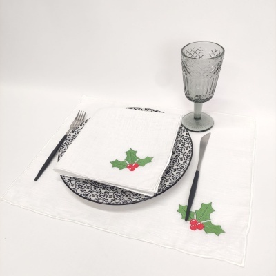 Mantel Individual/Servilleta Lino Of Rollo Acebo White