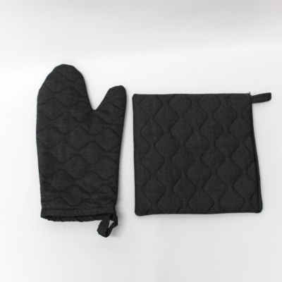 Manopla y Agarrador Acolchada Gris