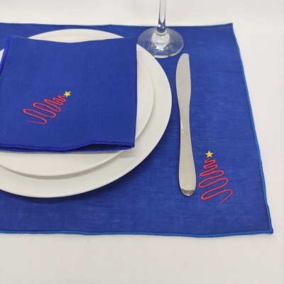 Mantel Individual/Servilleta Lino Of Rollo Christmas Tree Red