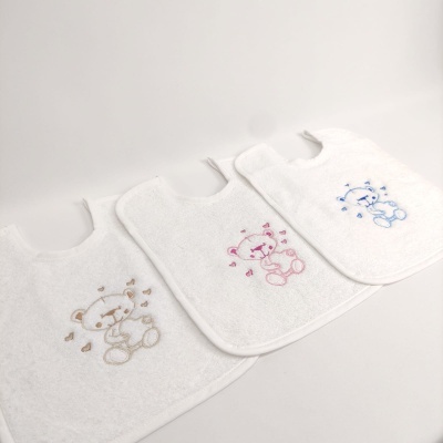 Babero Felpa Oso Corazones Personalizable