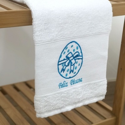 Paño de Cocina Rizo Blanco Huevos Feliz Pascua