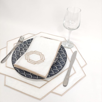 Mantel individual/Servilleta Hexagonal Double Lino JOL/COL