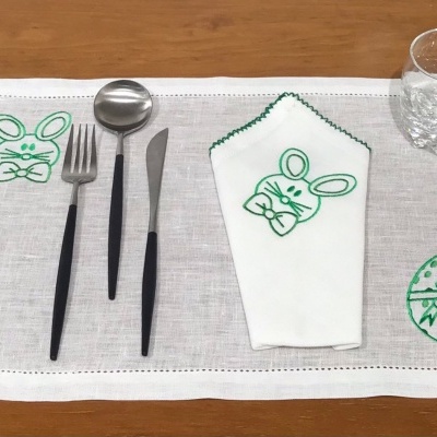 Mantel individual/Servilleta Verde Pascua Lino JOL/COL