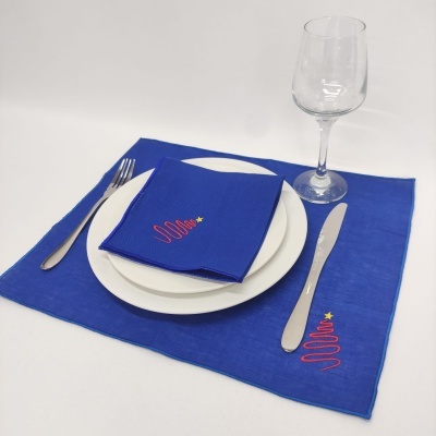 Mantel Individual/Servilleta Lino Of Rollo Christmas Tree Red