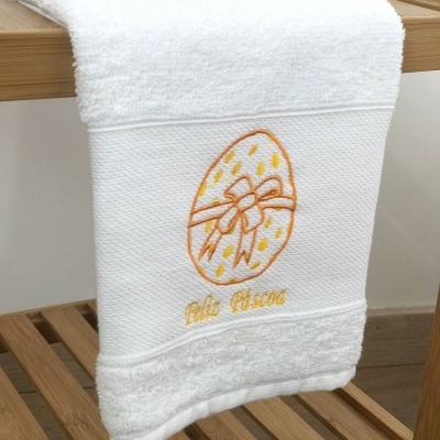Paño de Cocina Rizo Blanco Huevos Feliz Pascua