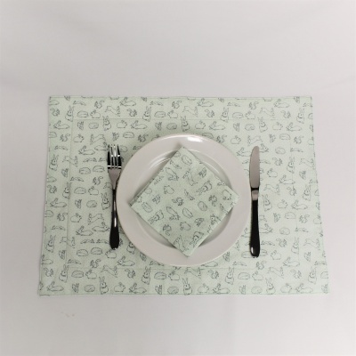 Mantel Individual Duplo Easter Coelhos GREEN