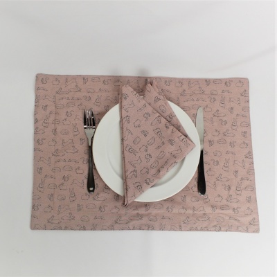 Mantel Individual Duplo Easter Coelhos PINK