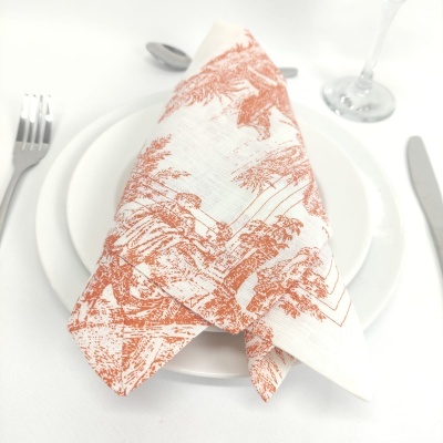 Mantel Individual Lino COL Toile De Jouy Terracota Four Line