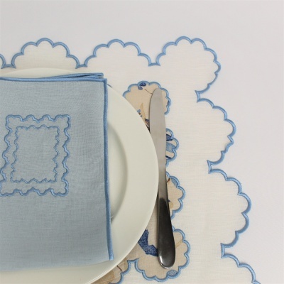 Mantel Individual/Servilleta Belle Blue Lino COL