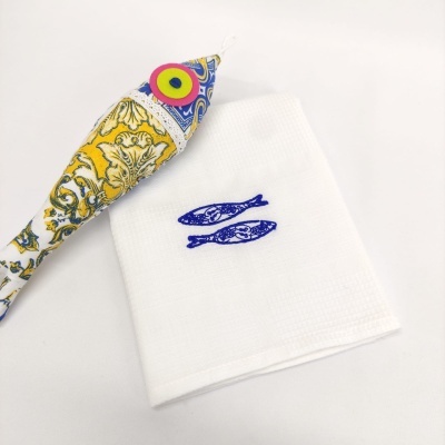 Paño de Cocina Algodón Sardinas