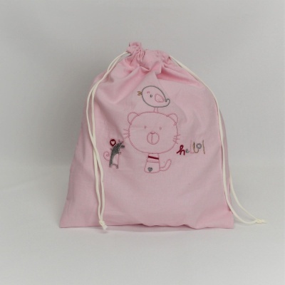 Bolsa Bebe Algodón Gato Personalizable