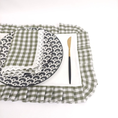 Mantel individual/Servilleta/Camino de mesa vichy verde