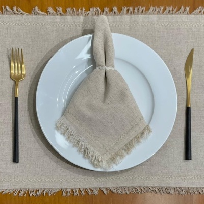 Mantel individual/Servilleta de Lino desmenuzado beige ​