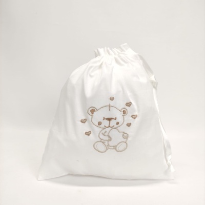 Bolsa Bebe Algodón Oso Corazones Personalizable