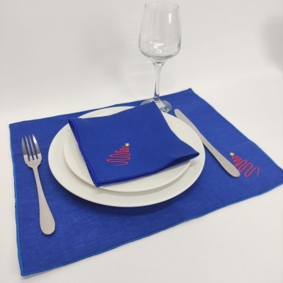 Mantel Individual/Servilleta Lino Of Rollo Christmas Tree Red