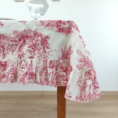 Mantel Lino COL Toile de Jouy Red Volante