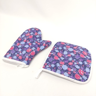 Manopla y Agarrador Acolchado Flores