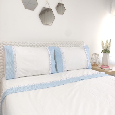 Juego de Sábanas Duque Blue Volante Juego de Sábanas Duque Blue Volante