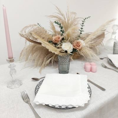 Mantel Encaje Flores Lino JOL