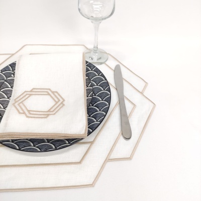 Mantel individual/Servilleta Hexagonal Double Lino JOL/COL