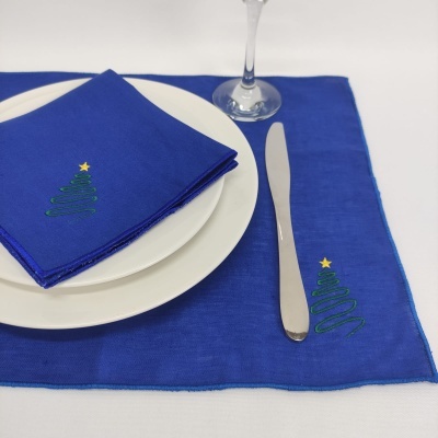 Mantel Individual/Servilleta Lino Of Rollo Christmas Tree Green