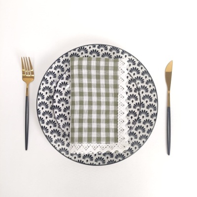 Mantel individual/Servilleta/Camino de mesa vichy verde