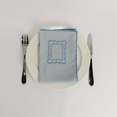 Mantel Individual/Servilleta Belle Blue Lino COL