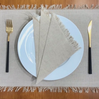 Mantel individual/Servilleta de Lino desmenuzado beige ​