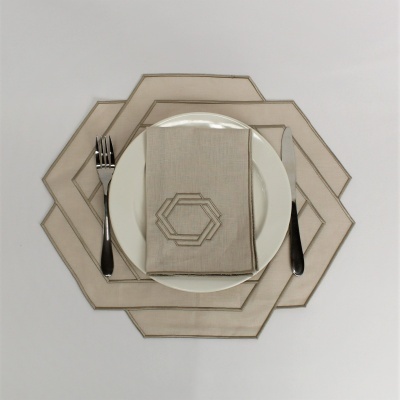 Mantel individual/Servilleta Hexagonal Double Lino JOL/COL