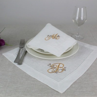 Servilleta Bordado Letra Lino COL