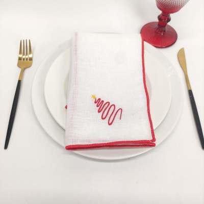 Servilleta Red Christmas Tree Rollo Lino JOL