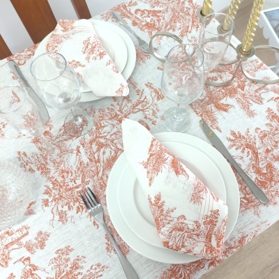 Mantel Individual Lino COL Toile De Jouy Terracota Four Line