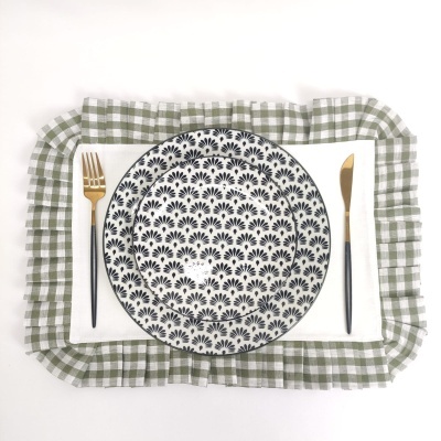 Mantel individual/Servilleta/Camino de mesa vichy verde