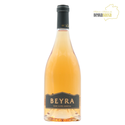 Garrafa de vinho rosé Beyra Cuvée Especial com rótulo preto e cápsula preta
