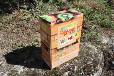 Caixa de sumo de fruta natural Cool Water com imagens de frutas e capacidade 3 litros