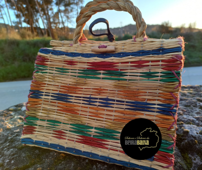 Cesta de junco com fecho, multicolorida nº3 Losango