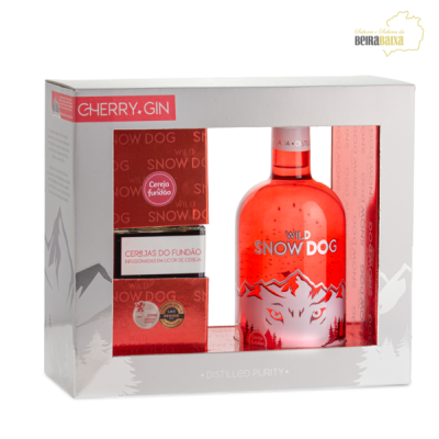 Box Wild Snow Dog Cherry Gin c/ boião de cerejas do Fundão