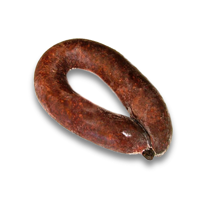 Chouriço curado em forma oval castanha escura